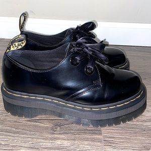 Dr.Martens Womens Holly Loafers Quad Retro Platform Black Leather Doc Martin